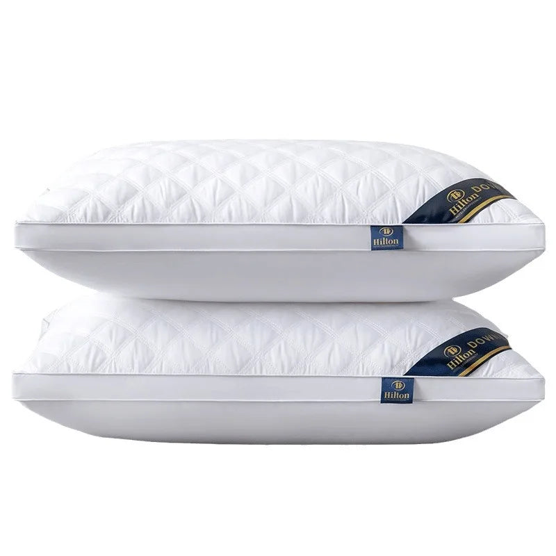 Popular hotel pillow with embroidered feather velvet core, high elasticity and no collapse, student neck protection pillow.