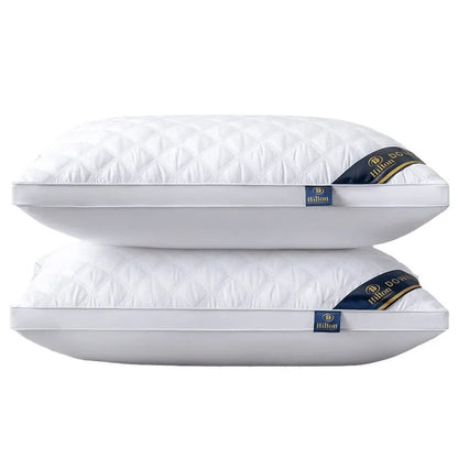 Popular hotel pillow with embroidered feather velvet core, high elasticity and no collapse, student neck protection pillow.