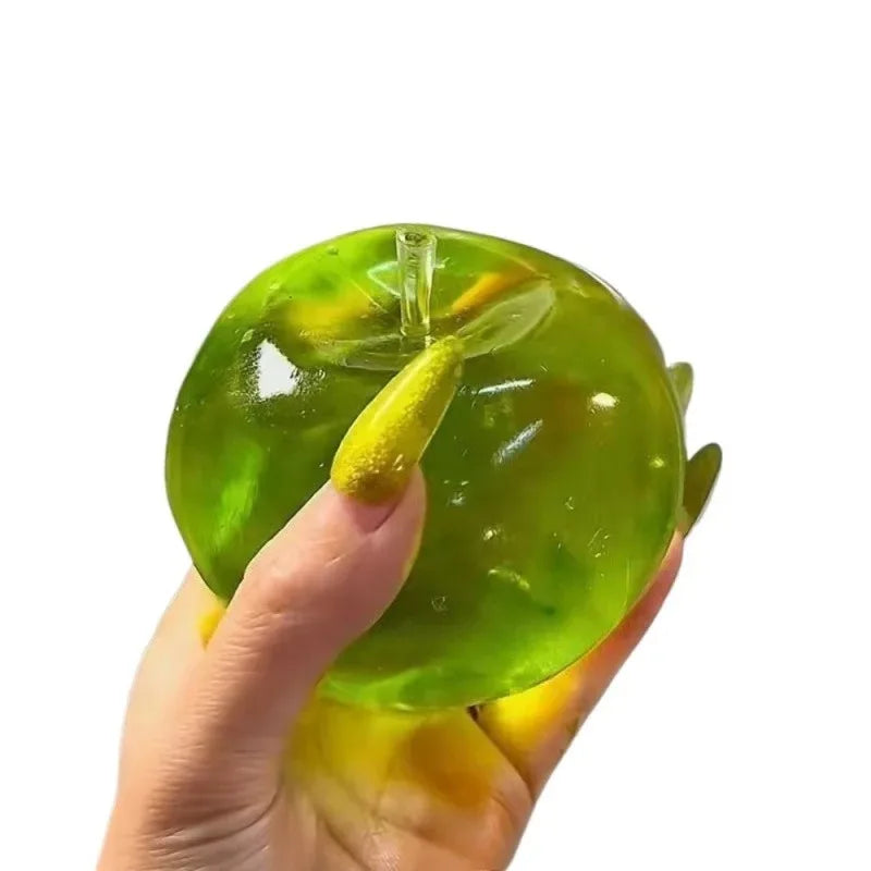 Squishy Green Apple Stress Ball Soft Fidget Sensory Toy for ADHD Autism Slow Rebound Squeeze Toy for Adults Kids Christmas Gift.