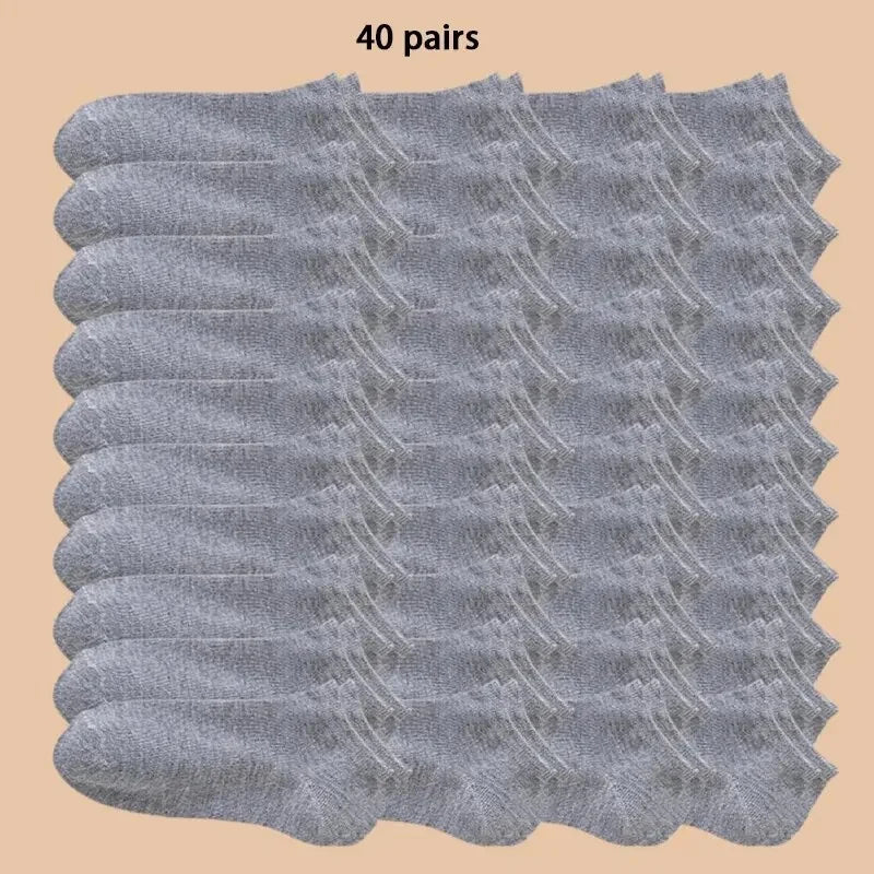 10/12/20/40 Pairs Men Boat Socks Business Sport Sweat Absorption Mature Summer Autumn Solid Color Soft Non Pilling Ankle Socks.