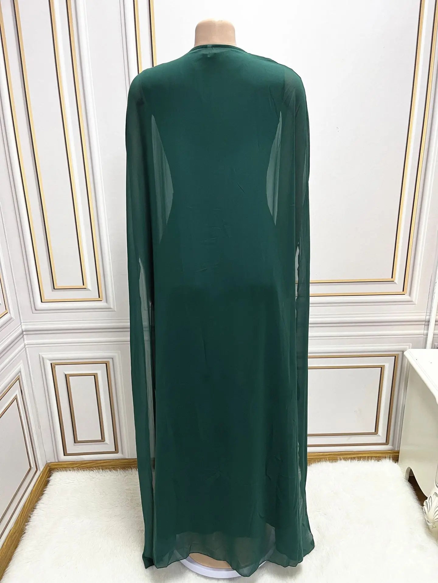 Elegant Muslim Abaya for Women Dress 2 Piece Set Chiffon Cloak Caftan Indian Party Dresses Sequins Kinono Robe Vestidos Abayas