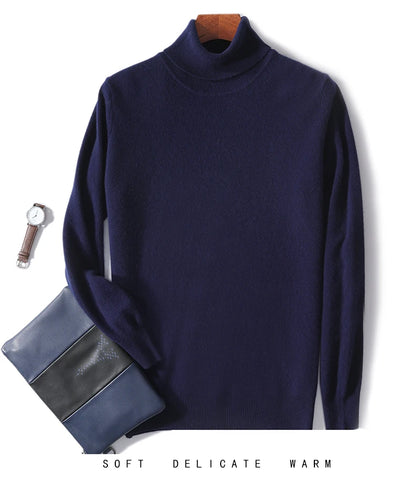 Men's Turtleneck 100% Pure Wool Sweater Men 2024 Autumn and Winter Large Size Loose Knitted Sweater Keep Warm Tops Men Jumper