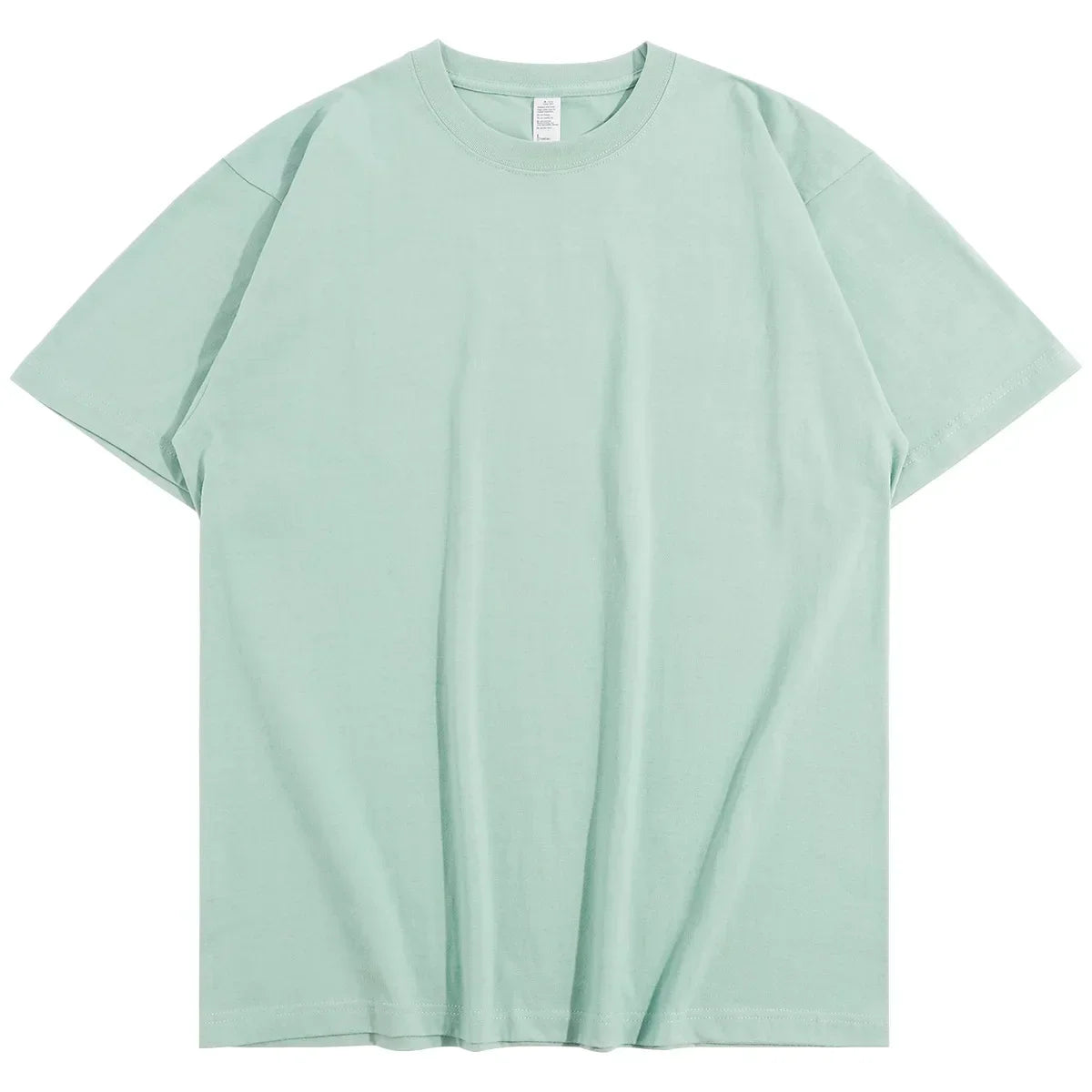 Summer Light Green Heavy Weight 300G Short Sleeved T-shirt Cotton  Men's Loose Casual Base Shirt Korean Tee Women's.