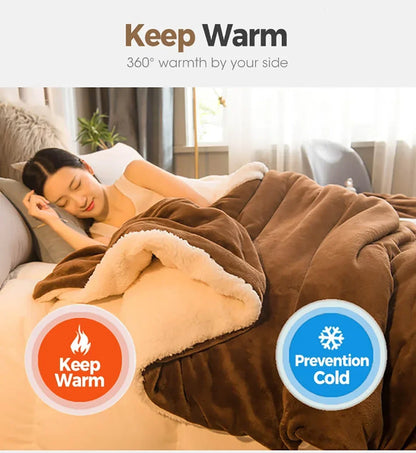 Wool Throw Blanket Keep Warm Winter Bed Blankets Double Sided Queen Duvet Cover Camping Double Bed Cover Bedspread On The Bed.