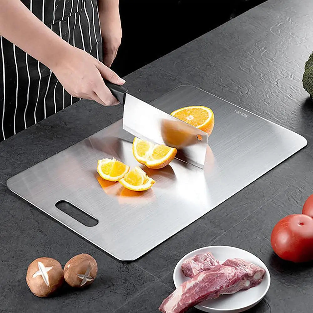 Titanium Cutting Boards for Kitchen Stainless Board 304 Steel Thickened Double Sided Food Grade Portable Fruit Meat Chopping.