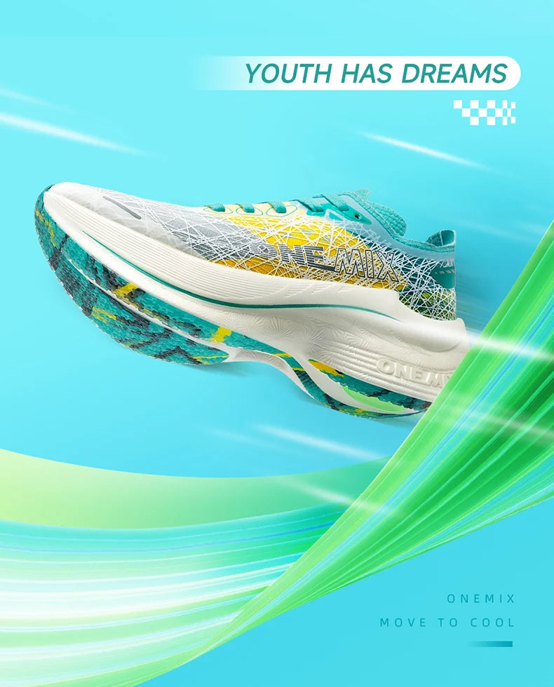 ONEMIX Marathon Carbon Plate Running Shoes Shock Absorption Ultra-light Sports Shoes Rebound Technology Outdoor Men Sneakers.