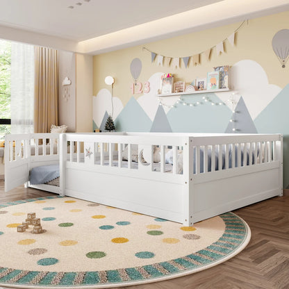 Panelbett 140 x 190 cm großes Kinderbett mit Gitter, Stern- und Monddekoration, ohne Gitter (ohne Matratze), minimalistischer Stil