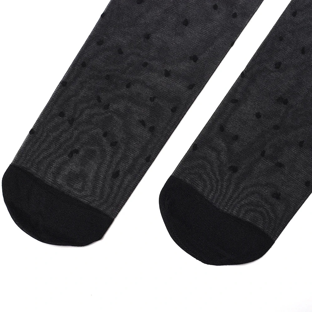 Sexy Dot Printed Women's Tights Black High Waist Elastic Pantyhose Ultra-Thin Translucent Soft Leggings Anti-hook Silk Socks.