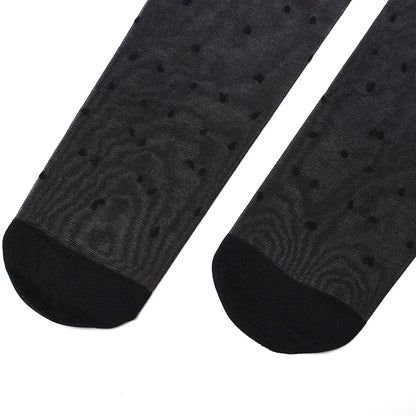 Sexy Dot Printed Women's Tights Black High Waist Elastic Pantyhose Ultra-Thin Translucent Soft Leggings Anti-hook Silk Socks.