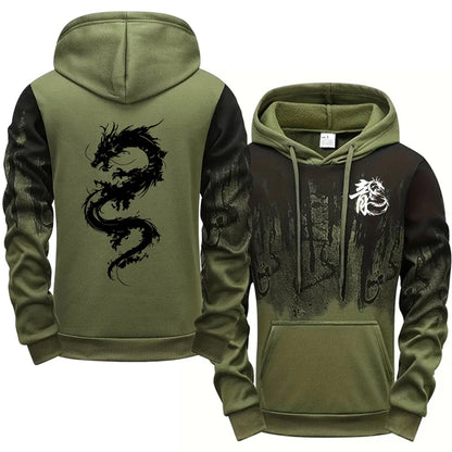 Chinese Dragon Tracksuit Hooded Sweatshirt Sweatpants City Vibe Hoodie 2 Piece Set Autumn Winter Men's Daily Casual Sport Outfit