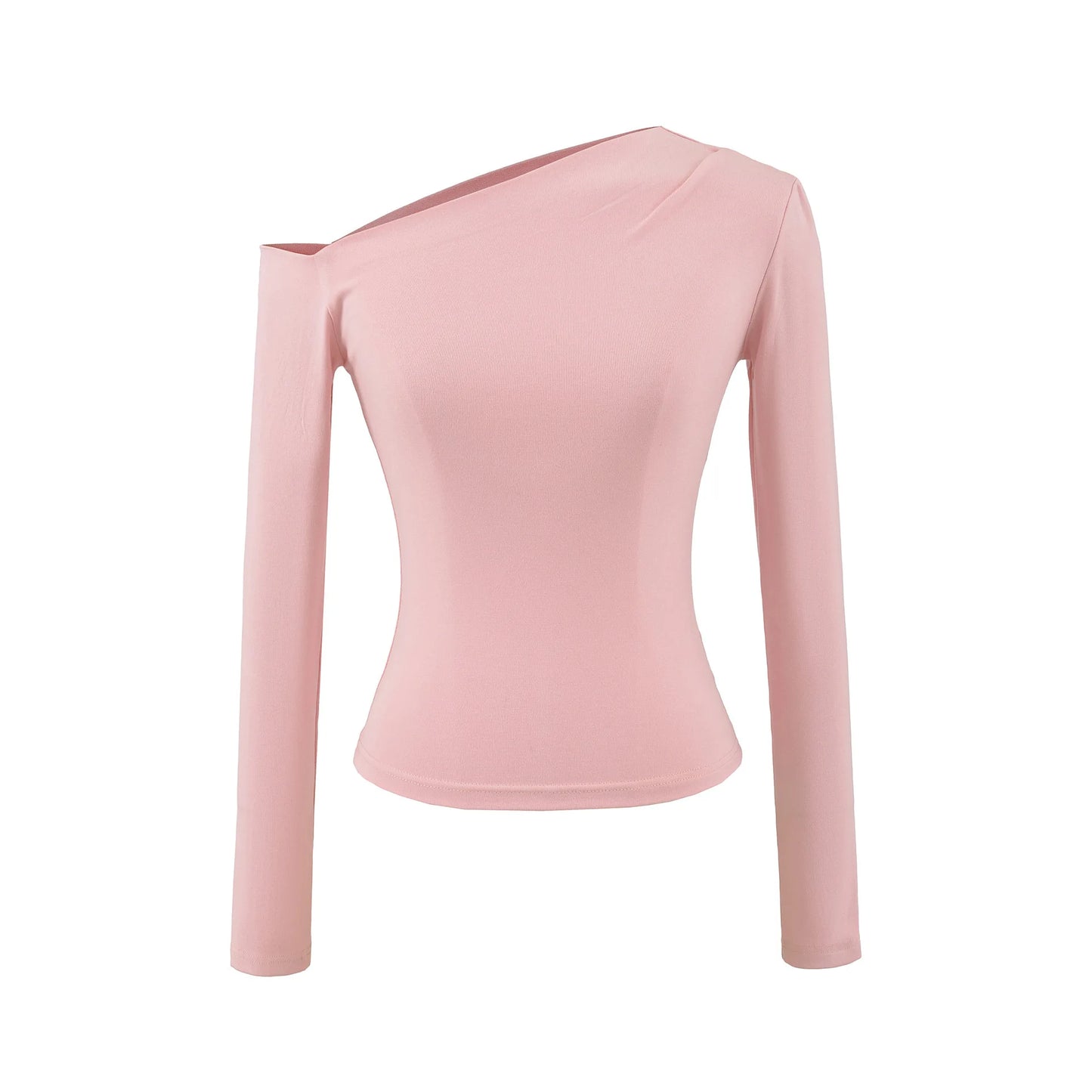 Women Long Sleeve One Shoulder Basic Top Tee Tshirt.