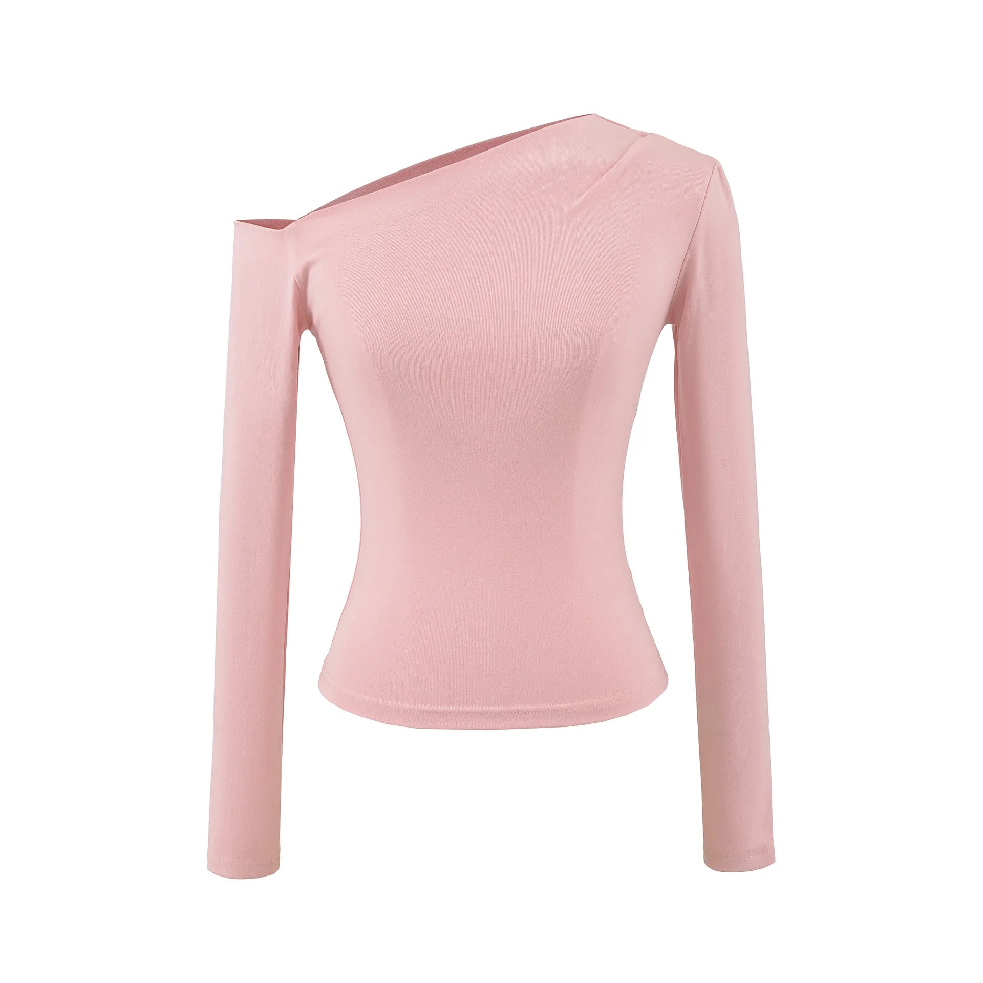 Women Long Sleeve One Shoulder Basic Top Tee Tshirt.