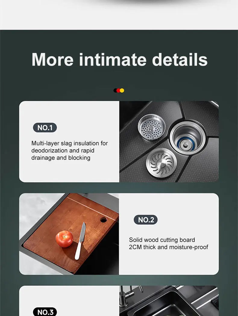 Kitchen Sink 304 Stainless Steel Rain Waterfall Single Trough Honeycomb Large Single Trough Washing Basin