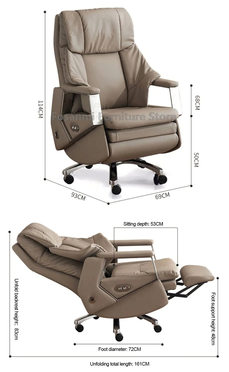 Ergonomischer Büro-Elektrostuhl, verstellbare Rücklehne und Höhe, Leder-Computerstuhl, Gamer Home, bequeme drehbare Schreibtischstühle