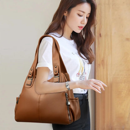 Genuine Soft Leather Handbags for Women Casual Shoulder Tote Bag Luxury Designer Ladies Large Capacity Purse Bags Sac A Main Hot.