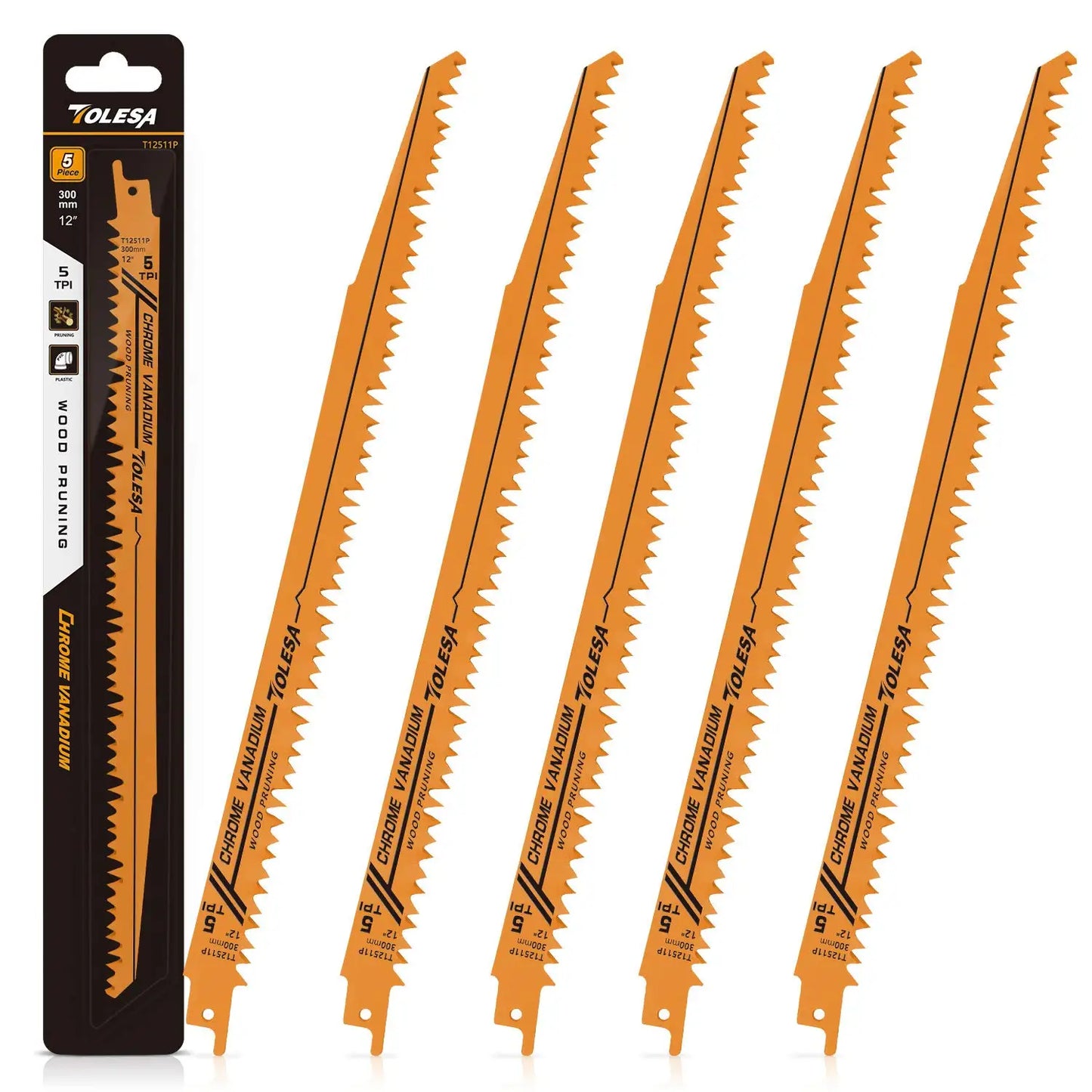 TOLESA 5PCS 5/6TPI Holz Beschneiden Säbelsägeblätter für Holz und PVC Rohr Schneiden CRV Sharp Ground Zähne Säbelsägeblätter