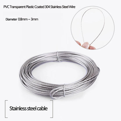 Diameter 0.8mm-8mm Length 2-100m Clothesline,PVC Transparent Plastic Coated No Burr 304 Stainless Steel Wire Rope Cable