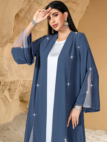 Eid Diamonds Abayas for Women 2025 Fashion Muslim Dress Dubai Open Abaya Kebaya Kimono Jalabiya Caftan Marocain Femme Robe Gown.