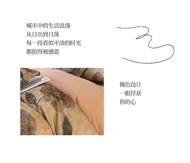 Cotton Bedding Set Luxury Soft Duvet Cover Flat Sheet Pillowcases Single Double Queen King Size Quilt Cover Set