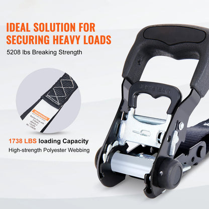 SucceBuy 4 Stück Anhänger-Ratschen-Spanngurte mit gepolsterten Griffen, Haken-Bremsbindegürtel für die Bewegen, Sicherung von Fracht und Motorrädern