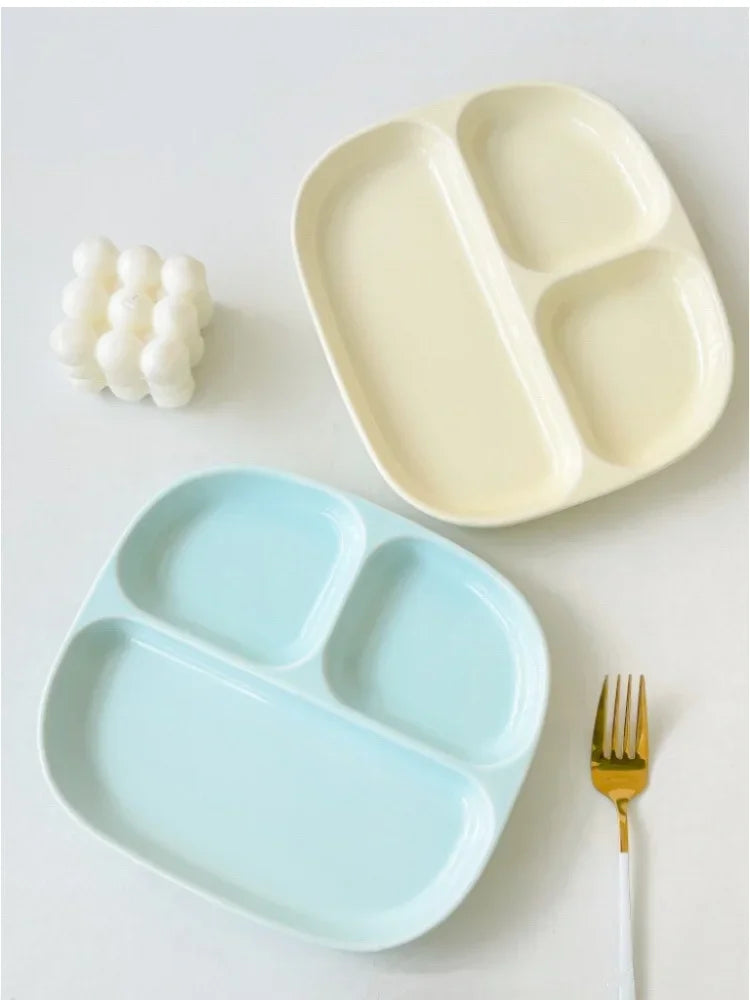 3Grid Plates for Food Dinner Plates Dinnerware Dining Compartment Plate Serving Dishes Salad Kitchen Eco-friendly Tableware.