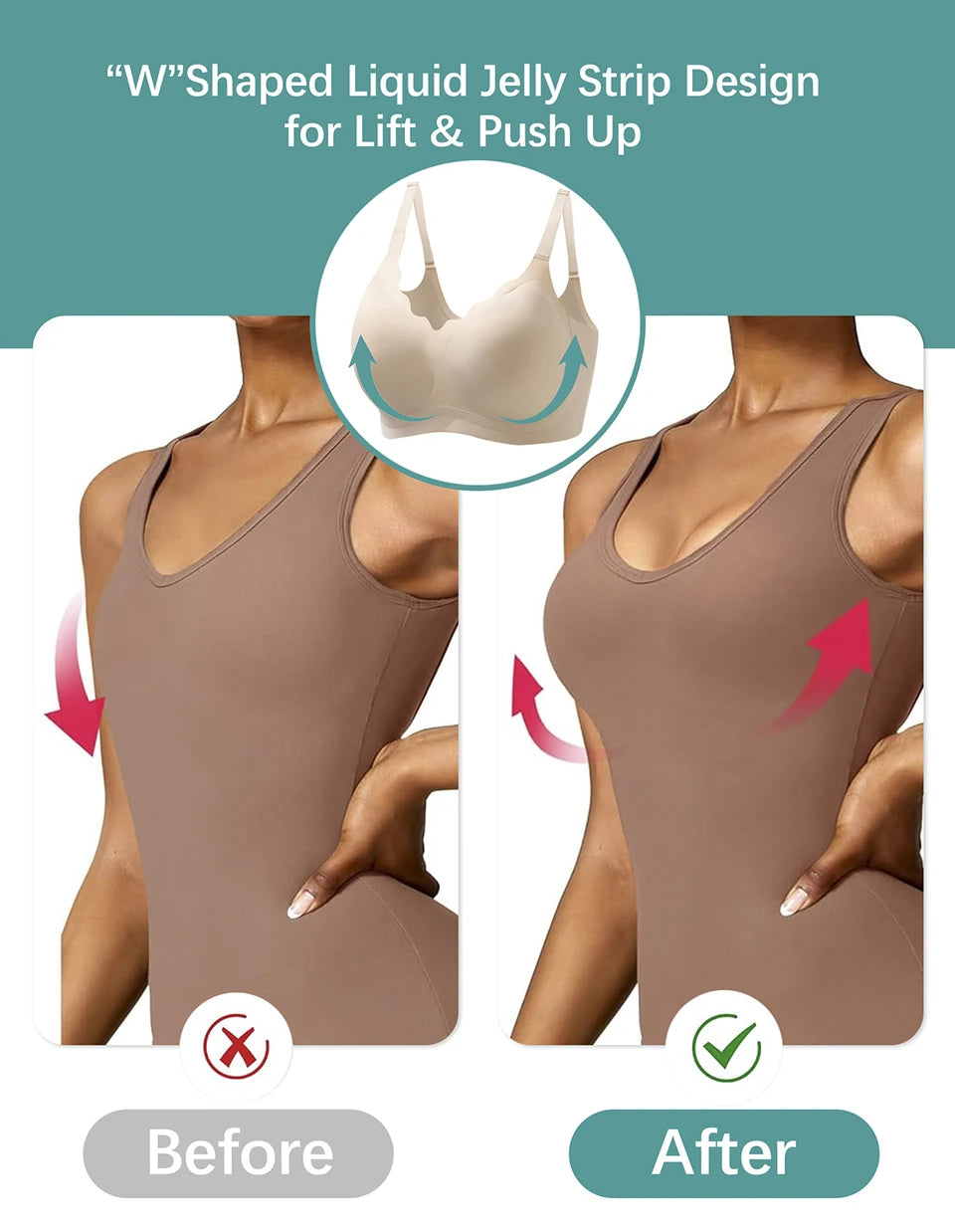 Women's Push Up Soft Bra Removable Padded Non Wired Bra Comfort Seamless Full Coverage Everyday Bra Underwear For Women.