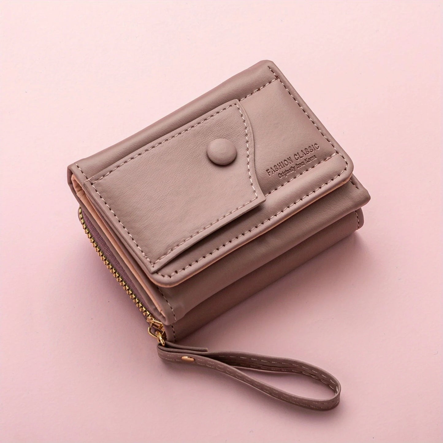 Zipper Wallet, Tower Buckle Zero Wallet, Women's Short Handheld Bag,Mini Travel Storage Bag,Solid Color Simple Versatile Fashion.