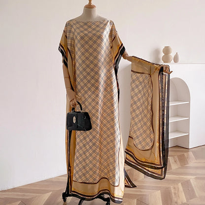 Sommer Neue Mode Afrikanische Kleider Für Frauen Elegante Gedruckt Seide Muslimischen Dame Lange Hijab Kaftan Kleid Oversize Kuwait Abaya.