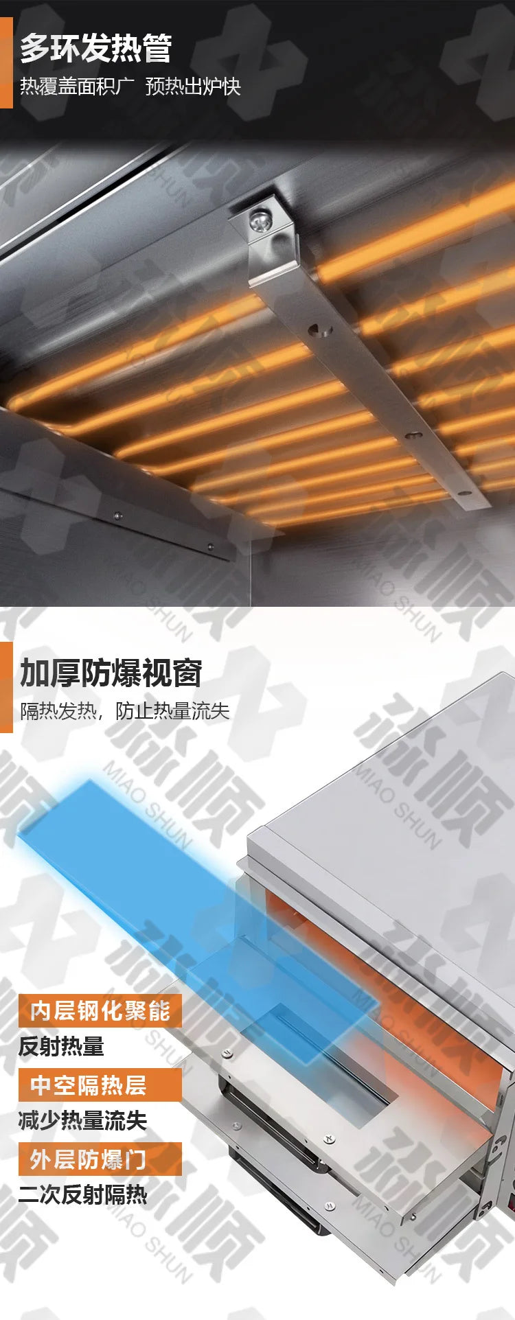 Pizzaofen aus Edelstahl, Ofen mit fester Temperatur und Timing