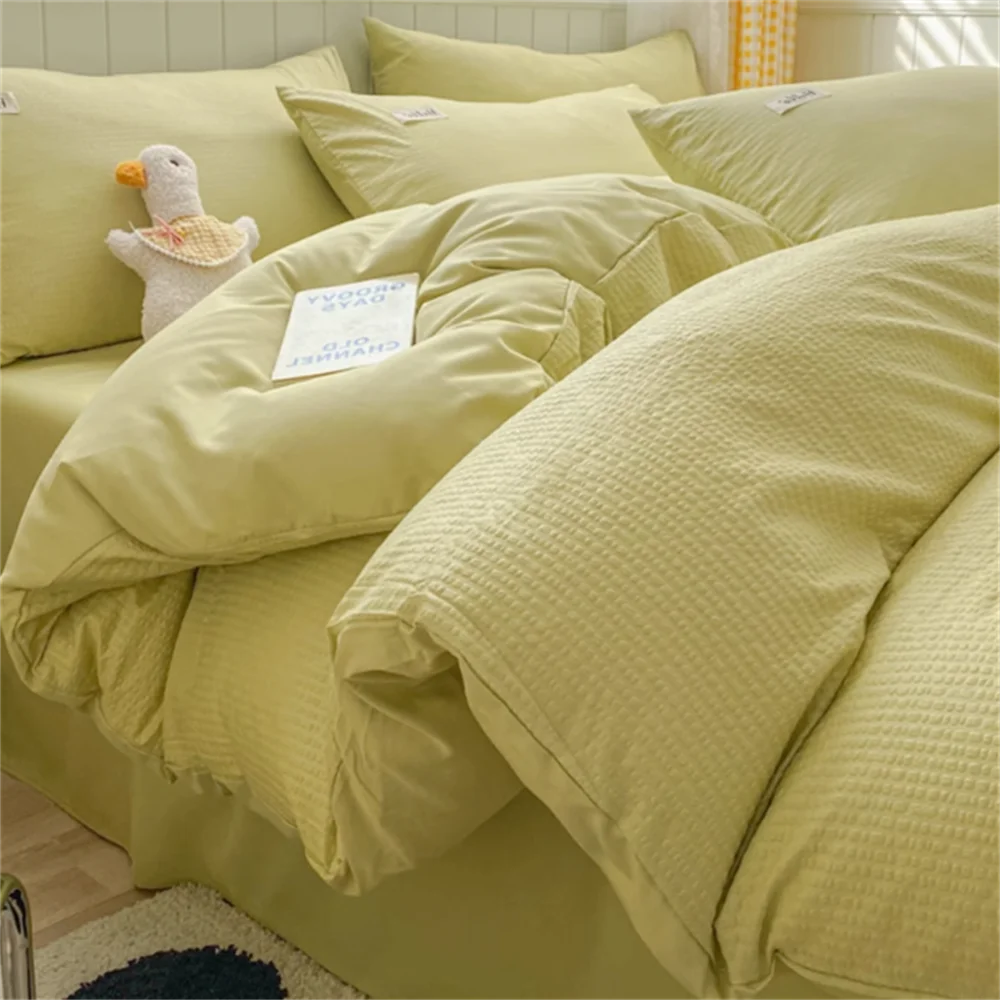 Huafu Ge Washed Cotton Four Piece Set, Non All Cotton Bedding, Pure Cotton Bedding, Bed Sheets, Duvet Covers, Bedding Products.