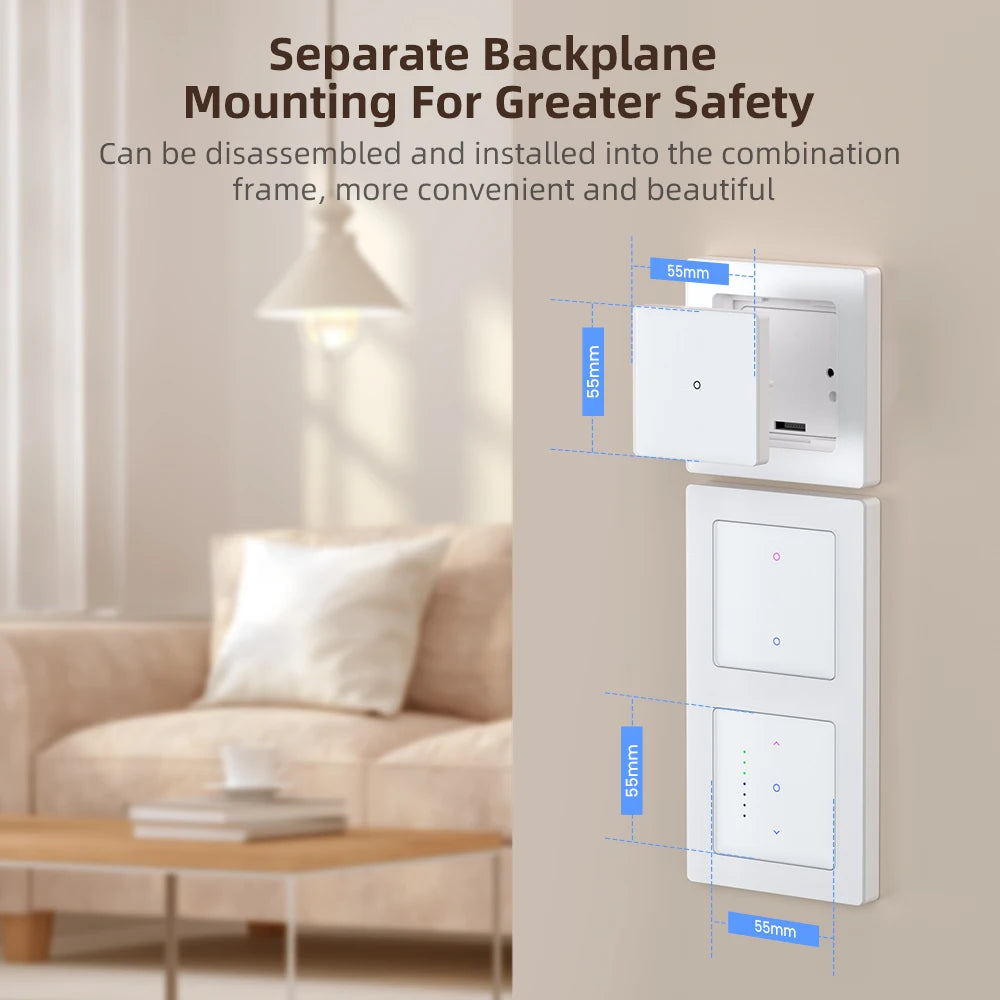 AVATTO Tuya WiFi Smart Lichtschalter/Vorhangschalter, Multi-Frame-Kombinationslichter und Vorhangschalter unterstützen Alexa Google Home.