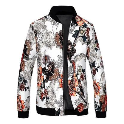 Spring new men's handsome printing men's jacket, fashion casual youth Slim sports jacket, Asian size M-6XL