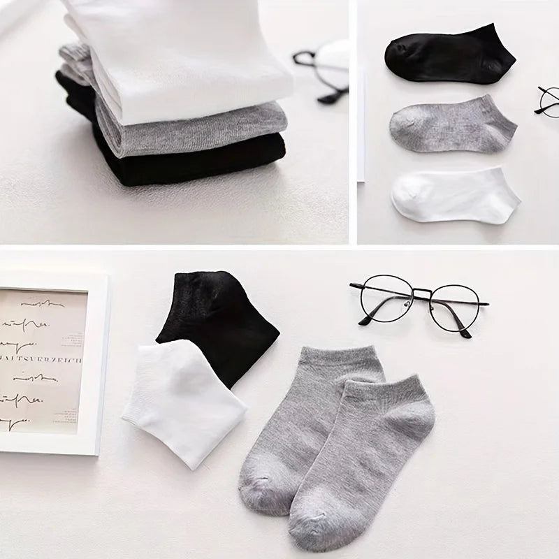 10/20/30/40/60 Pairs Of Unisex Solid Color Socks Comfy Breathable Soft Sweat Absorbent Socks For Daily And Outdoor Wearing.