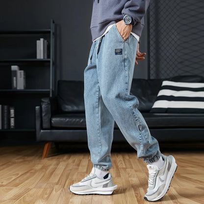 Spring Summer Black Blue Cargo Jeans Men Streetwear Denim Jogger Pants Men Baggy Harem Jean Trousers Plus Size.