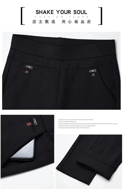 Büro Dame Feste Big Size 6XL Alle-spiel Bleistift Hosen Frühling Herbst Mode Frauen Elastische Hohe Taille Taschen Gerade hosen