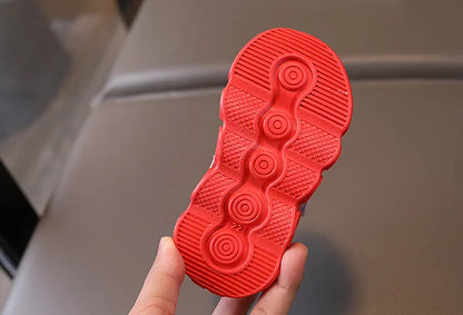 Diseny Kids'Casual Shoes Led Light Car Club Cartoon PU Leather Spring Shoes For Children Anti-slip Red Blue Shoes Size 21-30