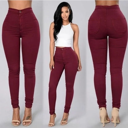 Einfarbig Dünne Jeans Frau Weiß Schwarz Hohe Taille Render Jeans Vintage Sexy Lange Hosen Femme Casual Bleistift Hosen Denim Jeans