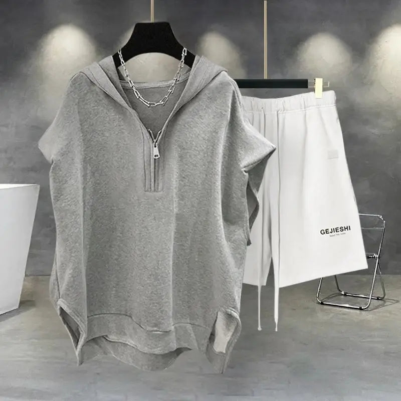 Korean Large Size Casual Sports Shorts Single Piece/suit Men Trend All-match Fashion Straight Leg Loose Half Pants Streetwear.