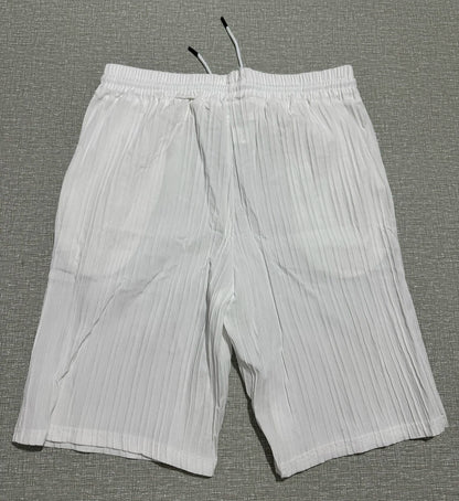 Lazy Street Style Vertical Stripe Slimming Shirt Shorts Two-piece Set No Need To Pair With Autumn Men's Thin Knit Sports Suit.