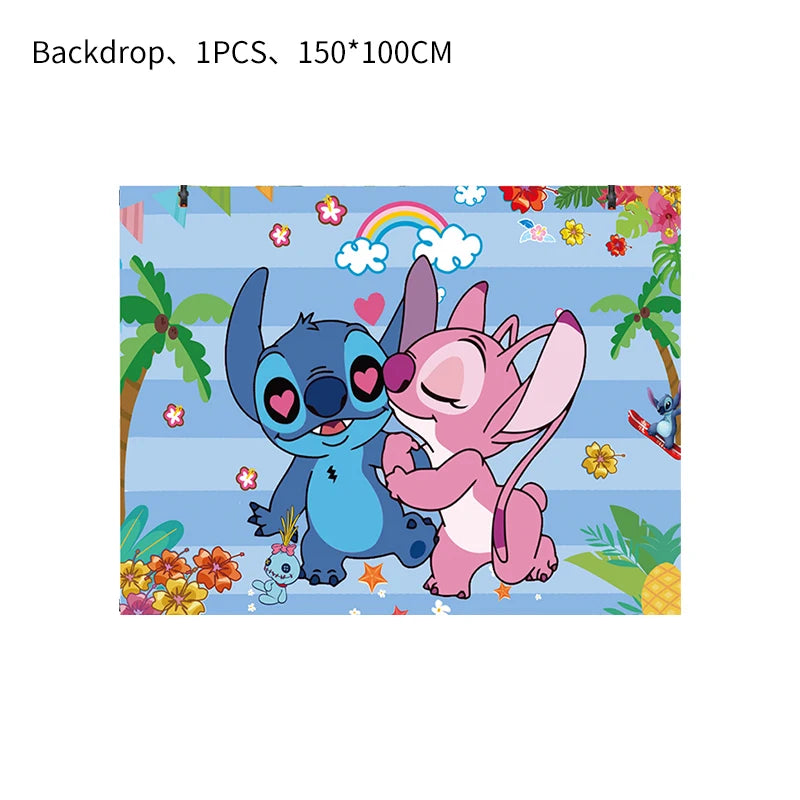 Stitch Party Supplies für Kinder Lilo und Stitch Geburtstag Party Dekorationen Luftballons Banner Tischdecke Hintergrund Geschirr