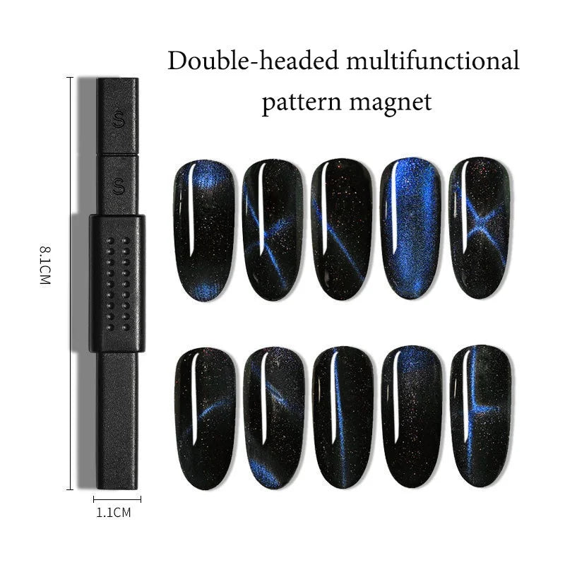 Cat Eye Magnet for Nails Double-Headed Nail Magnet Tool Set Strong Nail Art Magnet Stick 3D Line Strip Effect Manicure Design.