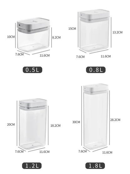 Moisture-Proof Sealed Tank Square Transparent Grain Storage Jar Dried Fruit Snack Box Cans Kitchen Plastic Container Organizer.