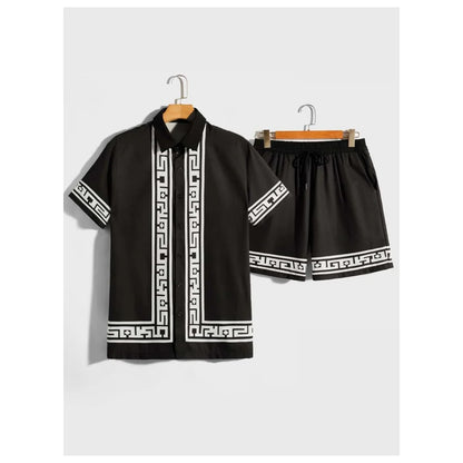 Casual Y2k Men's Shorts, Fashionable Men's Short-sleeved Shirts, Summer Short-sleeved Shirts And Beach Shorts Men's Sets.