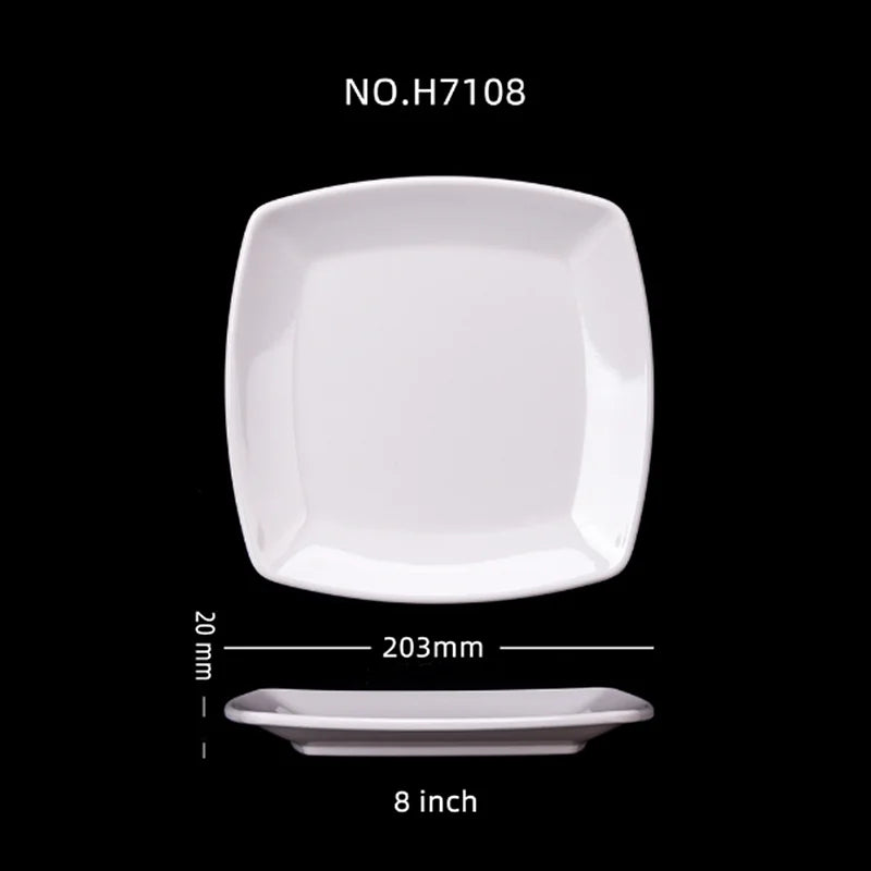 Square Melamine Dinner Plate Buffet Fast Food Trays Dishes Table Tableware Services Menu Plate Hotel Deep Side Dish Dinnerware.