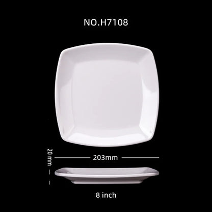 Square Melamine Dinner Plate Buffet Fast Food Trays Dishes Table Tableware Services Menu Plate Hotel Deep Side Dish Dinnerware.