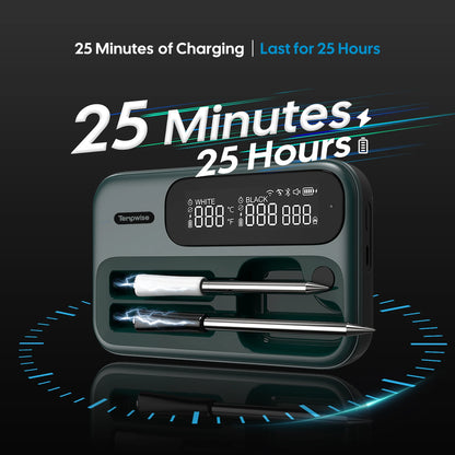 Smart Beef Meat Thermometer Wireless Bluetooth BBQ Thermometer with Long&Short Probes Precision Food Temp Gauge for Cooking.