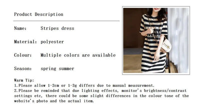 Gestreiften Print Kurzarm Midi Kleid Sommer Ästhetische Kleidung Koreanische Mode Casual Harajuku Kleider für Frauen 2023 Vestidos.