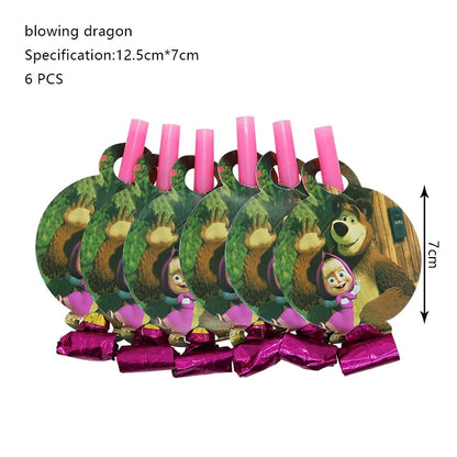 Mashas und Bär Geburtstag Party Dekoration Cartoon Thema Luftballons Kinder Event liefert Einweggeschirr Hintergrund