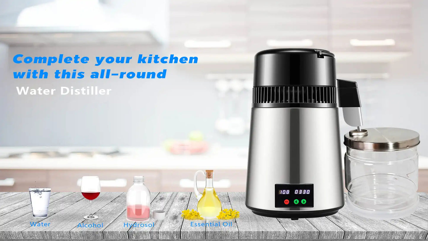 750W 4L Water Distiller Household Distilled Pure Water Machine Distillation Purifier Filter Stainless Steel Water Filter.