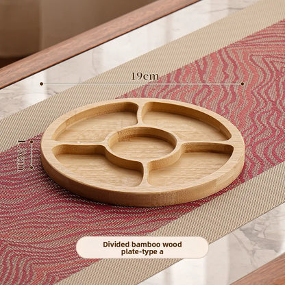 1pcs Wooden Compartment Tray for Boiling Tea  Snack Plate Home Living Room Nut Candy Fruit Serving Dish Solid Wood.